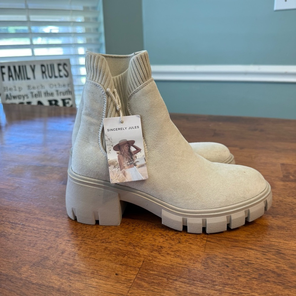 Sincerely Jules Ashville Knit Stretch Suede Boots size 6.5 - Picture 1 of 12